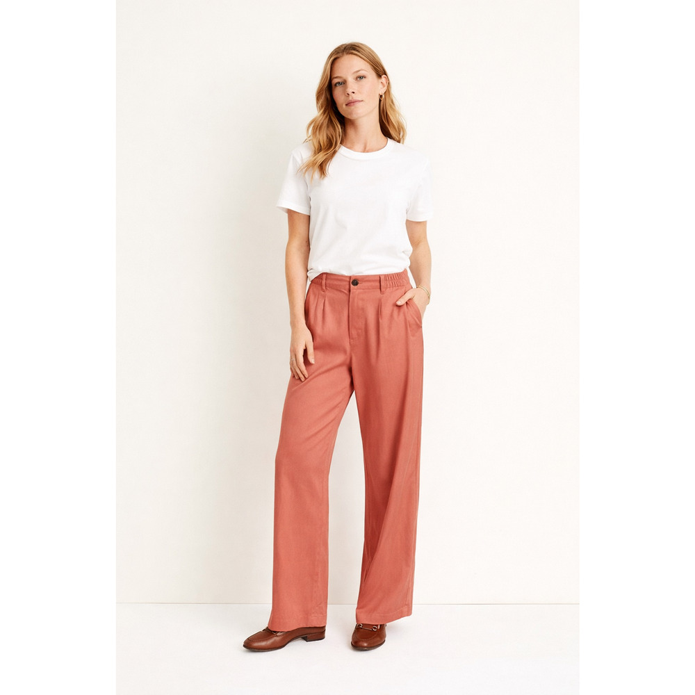 Stitch Fix Women's Elastic Waist Wide Leg Lyocell Pants Size 29 Large Rusty Pink